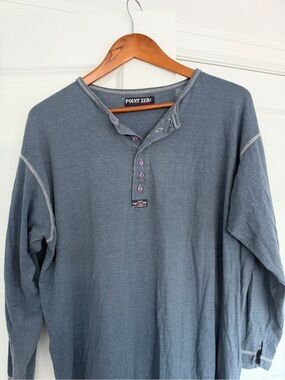 Point Zero Men's Long-Sleeve Henley in Slate Blue